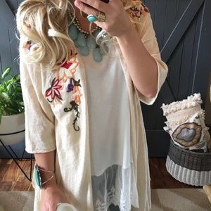New Embroidered Knit Duster Light Cardigan